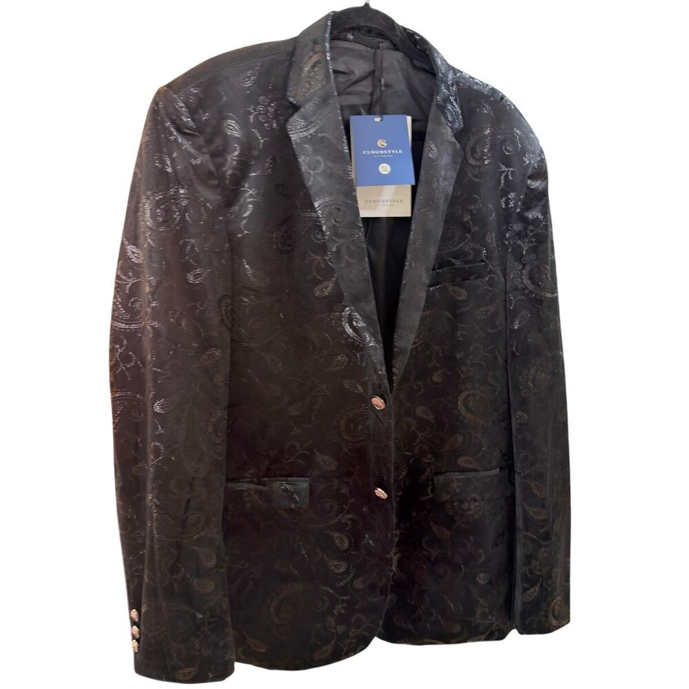 NWT Cloudstyle Men's Big & Tall Tailored Blazer Smoking Jacket Black Size 3XL